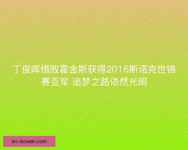 丁俊晖惜败霍金斯获得2016斯诺克世锦赛亚军 追梦之路依然光明